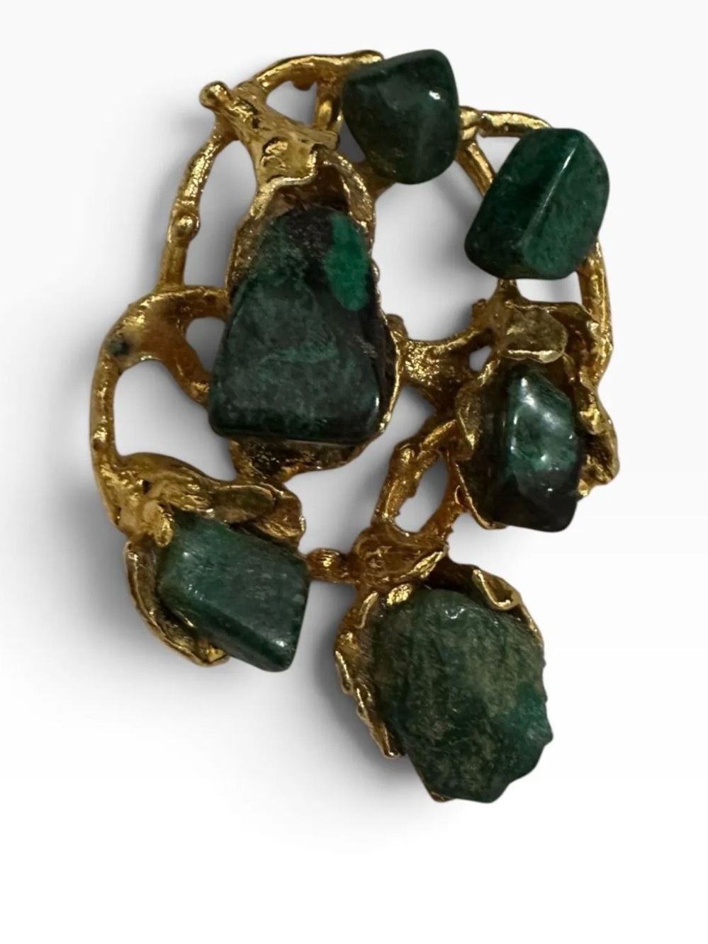 VTG Malachite Brutalist-Style Pendant/Brooch